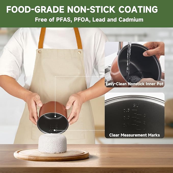 Rice Cooker 6 Cup (Cooked) Small Rice Cooker with 6 Cooking modes24-Hr Delay Timer and Auto Keep Warm Function Non-Stick Inner Pot1.6L Suitable For 1-3 People