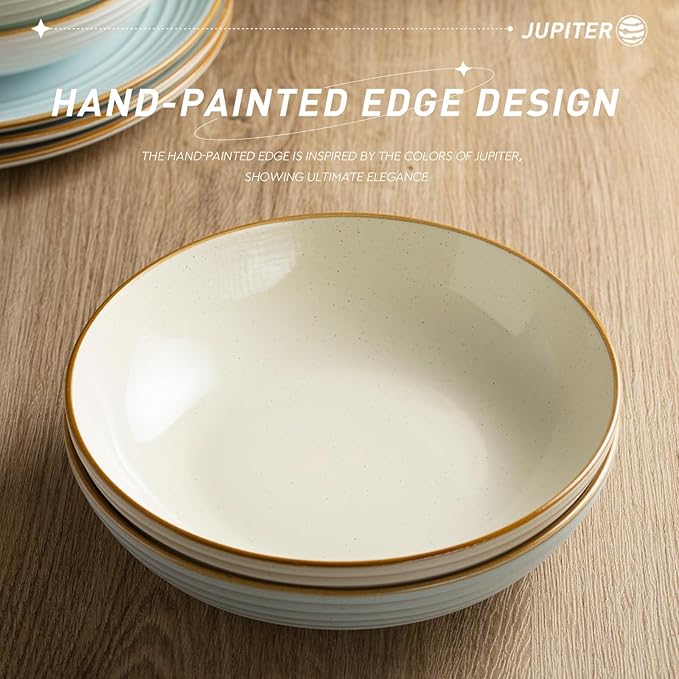 Famiware Jupiter Plates and Bowls Set for 4 16 Pieces Dinnerware Sets 8.5 Pasta Bowls for Serving Multi-color