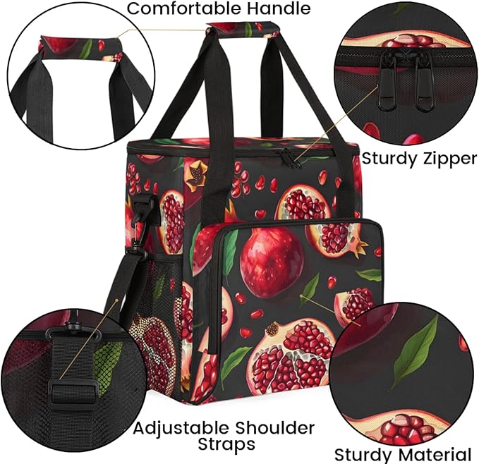 Fruit Pomegranate Coffee Maker Travel Bag for Keurig K-Mini/K-Mini Plus Insulated Waterproof Tote with Pockets Portable Single-Serve Brewer Case