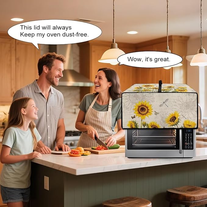 Doojoayie Sunflower Toaster Oven Cover Dragon Print 6 Slice Bread Machine Dust Protector Universal Fit Dust-proof &amp Stain Resistant Covers for Kitchen Appliance Protection