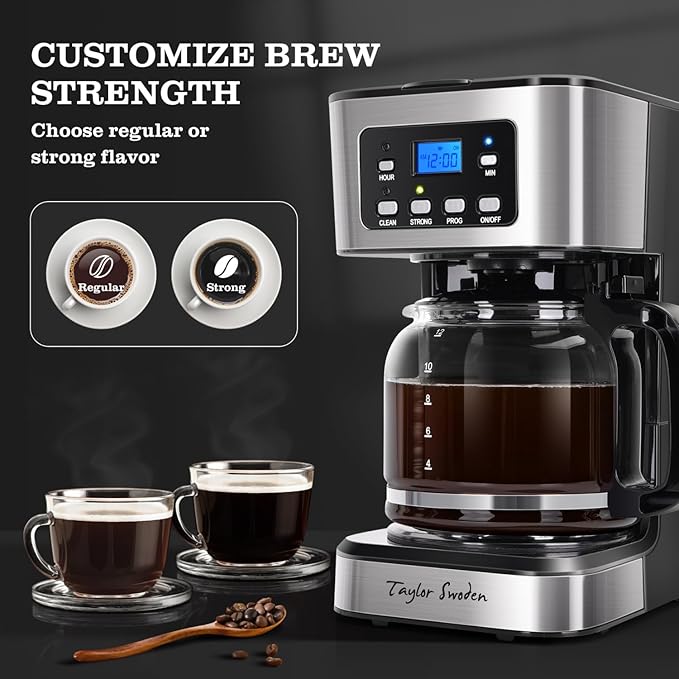 Taylor Swoden 12-Cup Programmable Coffee Maker and Aigostar Electric Kettle Tea Kettle with Temperature Control and Tea Infuser 1500W