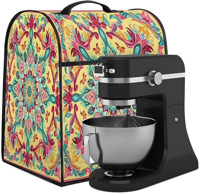 cfpolar Kitchen Aid Mixer Cover Compatible with 6-8 Quarts Mandala Art Flowers Stand Mixer Cover Kitchen Aid Mixers Accessories Appliance Organizer Bag Dust Covers with Zipper Pocket