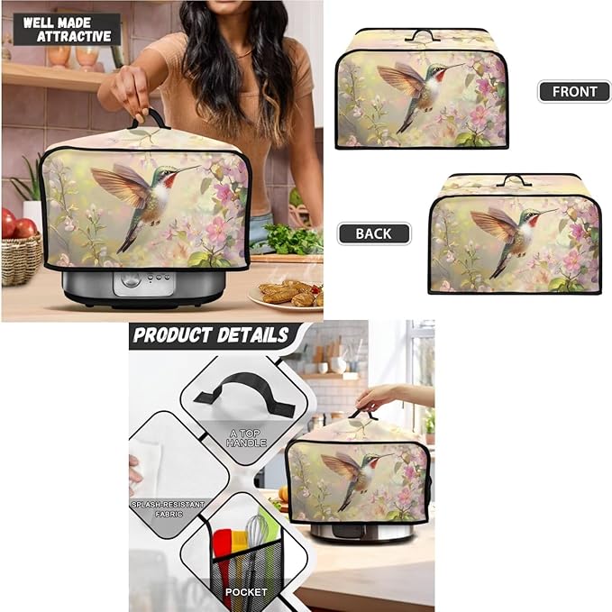 Hummingbird Blender CoversSlow Cooker CoversBread Toaster Cover(Large) 3 Piece SetSmall Appliance Universal Size Crock Pot Cover Oven Dust Cover Women Gift(White)