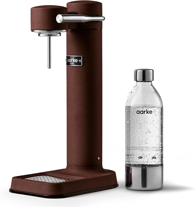 Aarke Carbonator lll Sparkling &amp Carbonation Water Machine Stainless Steel with PET BPA-Free Reusable Bottle Volume 1L/34 fl oz (Burgundy)