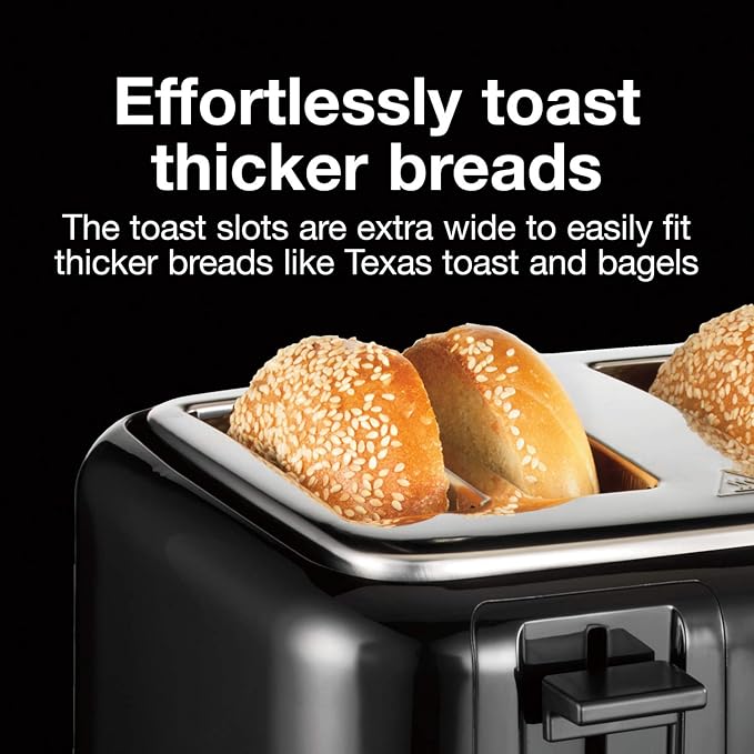 Proctor Silex 4 Slice Toaster with Extra Wide Slots Black (24215PS) &amp Elite Gourmet EKT1001 Electric BPA-Free Glass Kettle Black 1L