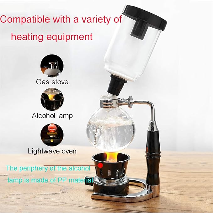 Siphon Coffee Maker Tea Siphon Pot Hand Siphon Coffee MakerVacuum Coffeemaker Glass Type Coffee Machine Filter 3CupsHigh Temperature Resistant GlassB