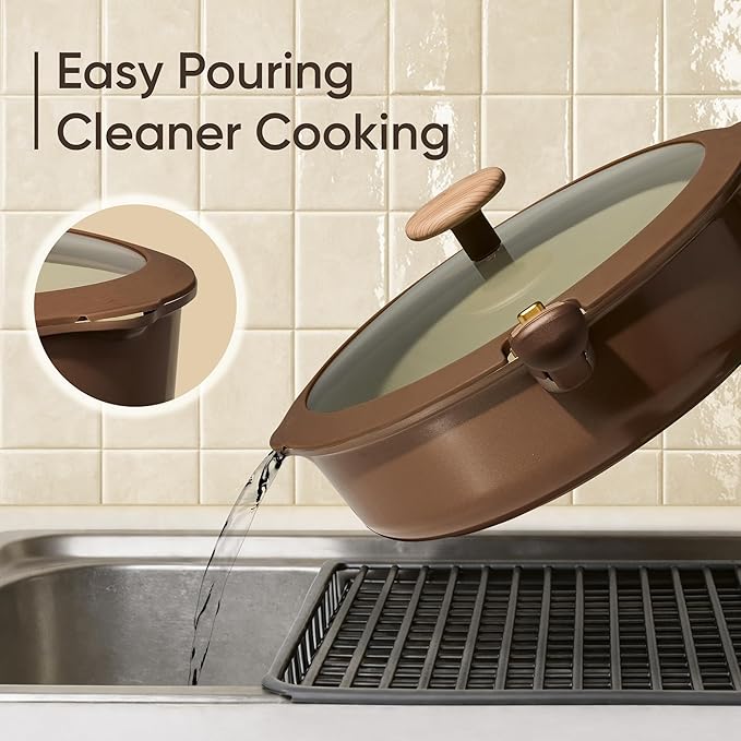 CAROTE 19PCS Ceramic Nonstick Cookware Set Pots and Pans Set with Detachable Handle PFAS-Free Non-Toxic Induction &amp Oven Safe Stackable Space-Saving Pistachio Green