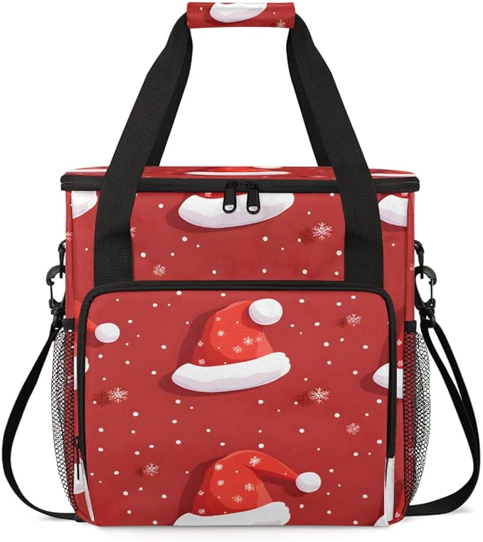 Christmas Hat Coffee Maker Carrying Bag Fantastic Hat Travel Storage Bag Compatible with K-Mini or K-Mini Plus Single Serve Coffee Brewer Carrying Case with Multiple Pockets &amp Shoulder Strap