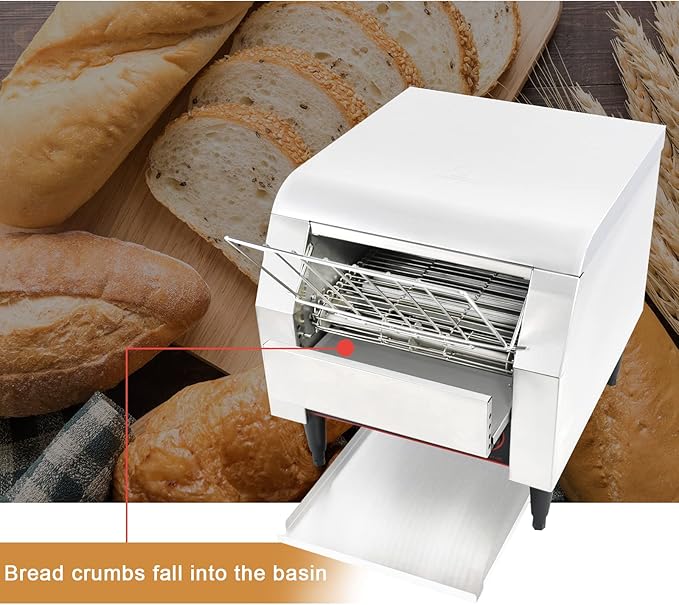 Commercial Conveyor Toaster2240W/300Slices/Hour7 Speed Control/3 Toaster Mode OptionsCountertop Industrial ToastersElectric Restaurant Toaster for Bread Bun Bagel Food Baked