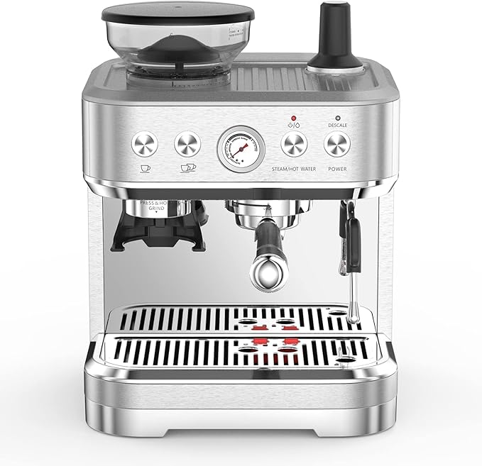 Espresso Machine with Milk Frother and Grinder All in One Cappuccino Latte Espresso Maker for Home Barista Built-In Bean Grinder 85 oz Removable Water Tank Coffee maker Machine