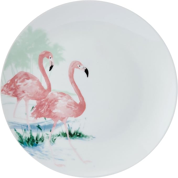 Studio Nova Flamingo Haven Tropical 12 Piece Dinnerware Plate Bowl Set Service for 4