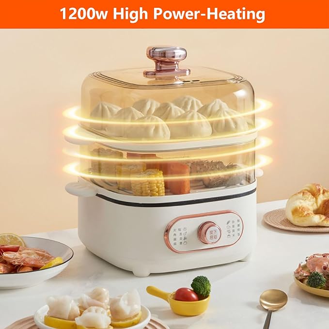 2-in-1 Electric Shabu Hot Pot + 2 Steam Bowls Nonstick Steam Cooker 10.5l Rice Cookers Multifunctional Electric Steamer Single Key Delights (With 3 Spice Plates)