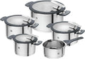 ZWILLING Simplify 9-pc Cookware Set Premium Stainless Steel Pots and Pans Set for Kitchen Induction Cooktops &amp BBQ Sides Oven Safe Dishwasher Safe Grey Handles