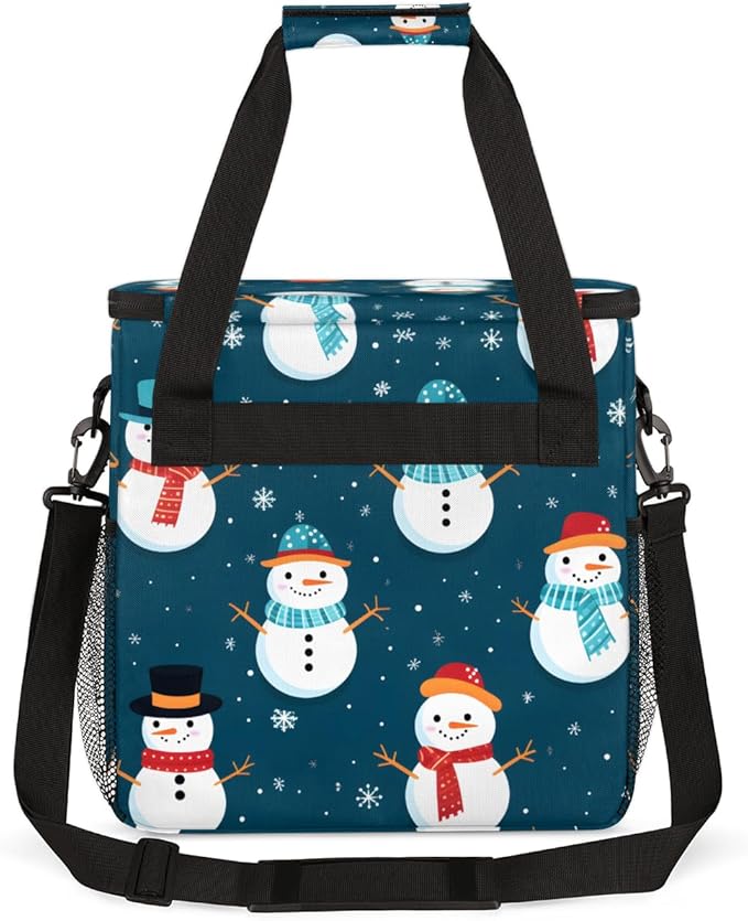 Watercolor Snowman Coffee Maker Carrying Bag Glitter Snowman Travel Storage Bag Compatible with K-Mini or K-Mini Plus Single Serve Coffee Brewer Carrying Case with Multiple Pockets &amp Shoulder St