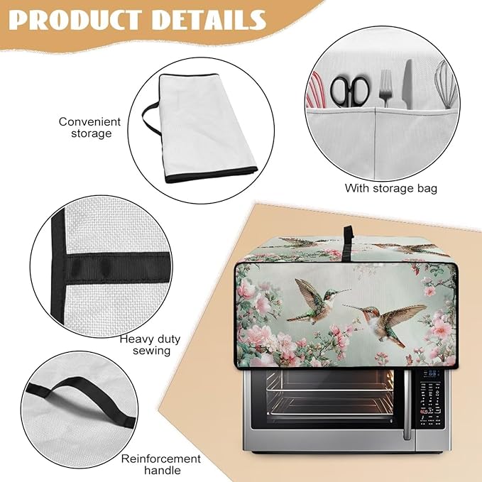 Hummingbird Flying Toaster Oven Air Fryer Cover Heat-Resistant Waterproof Protective Covers Compatible with Smart Oven Air Fryer Smart Oven for Parties Gatherings