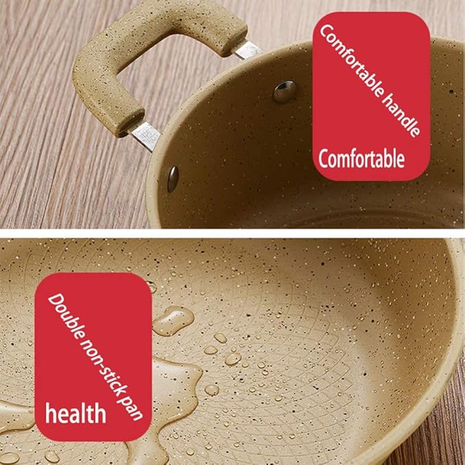 Saucepan Set - 3 Piece - Pans with Toughened Glass Lids and Heat-Resistant HandlesStock Pot 24CmFrying Pan 24CmWok 32CmEasy to CleanCan Be Used for Gas Induction Cooker
