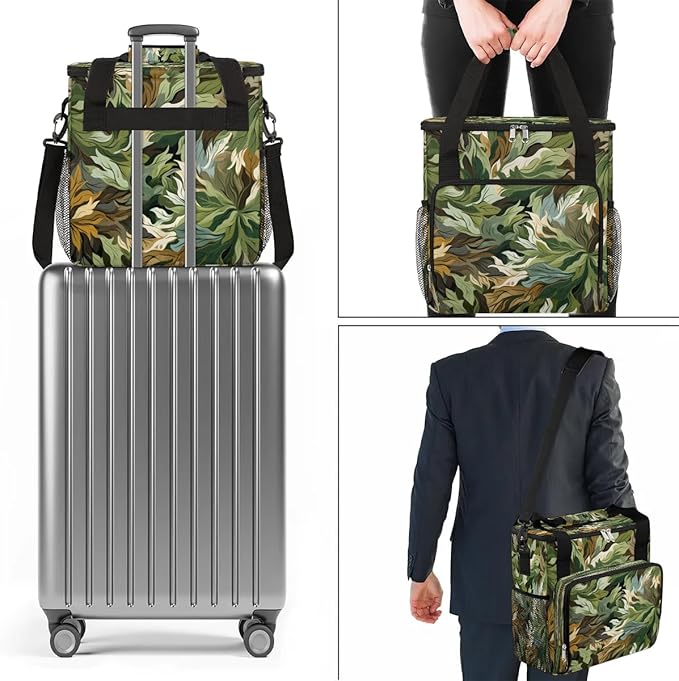 Abstract Camouflage Leaf Coffee Maker Carrying Bag for Keurig K-Mini or K-Mini Plus Storage Portable Coffee Maker Travel Bag
