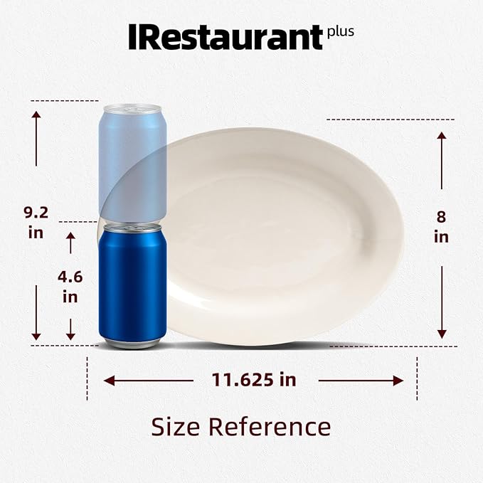 Stoneware Wide Rim Commercial Grade Dinnerware America White Platter 11 5/8 x 8 Case of 12