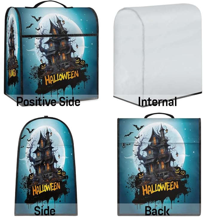 cfpolar Kitchen Aid Mixer Cover Compatible with 6-8 Quarts Halloween Bat Castle Moon Stand Mixer Cover Kitchen Aid Mixers Accessories Appliance Organizer Bag Dust Covers with Zipper Pocket
