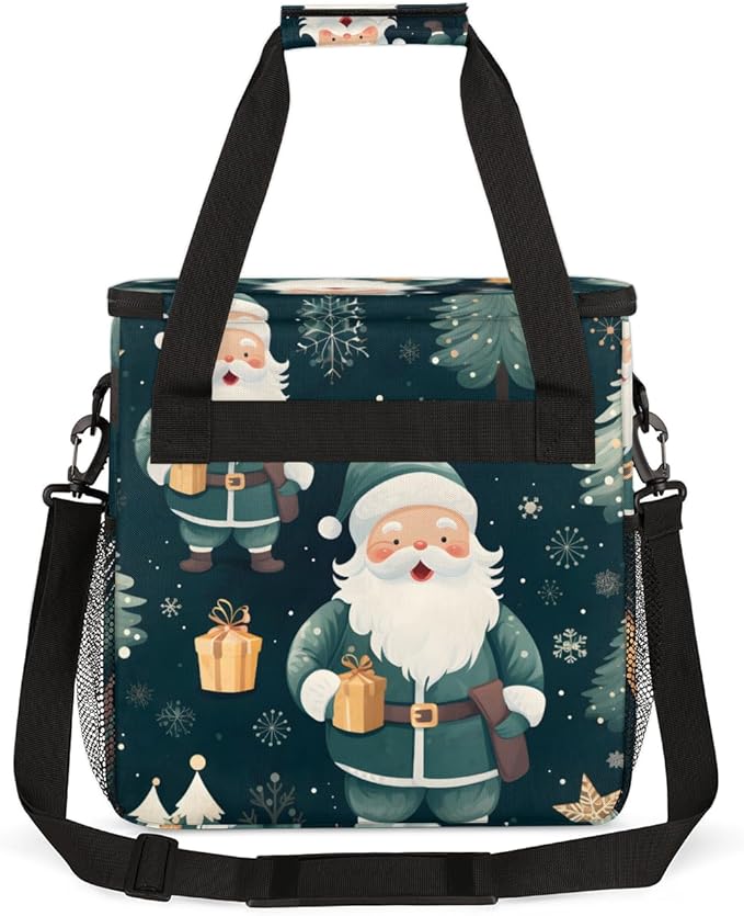 Xmas Santa Claus Coffee Maker Carrying Bag Graffiti Santa Claus Travel Storage Bag Compatible with K-Mini or K-Mini Plus Single Serve Coffee Brewer Carrying Case with Pockets &amp Shoulder Strap