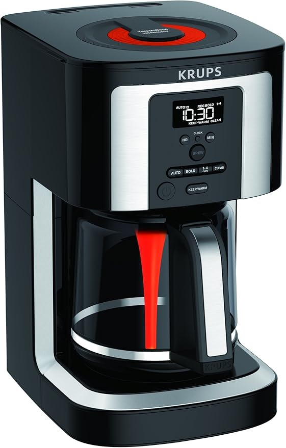 KRUPS EC322 14-Cup Programmable Coffee Maker Professional Permanent Gold-Tone Thermobrew Technology Black
