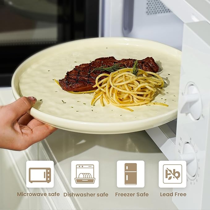 Plates and Bowls Sets 12 Pieces Ceramic Dinnerware Sets Highly Chip and Crack Resistant Service for 4 Cream