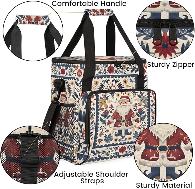 Cute Santa Claus Coffee Maker Carrying Bag Xmas Santa Claus Travel Storage Bag Compatible with K-Mini or K-Mini Plus Single Serve Coffee Brewer Carrying Case with Multiple Pockets &amp Shoulder Str