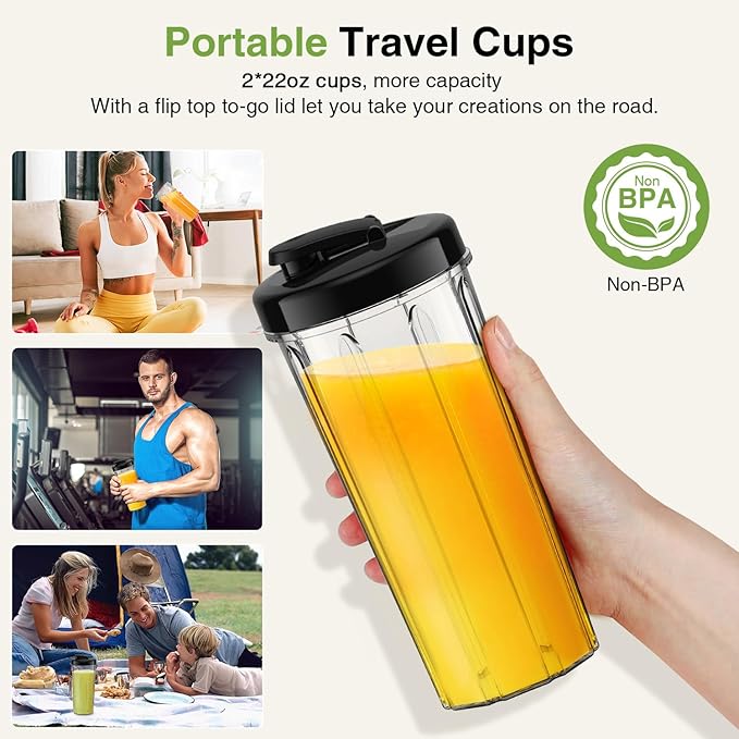 KOIOS Smoothie Blender Max 1000w Personal Blender for Shakes and Smoothies 12Pcs Coffee Grinder and Countertop Blenders Combo for Kitchen Portable Smoothie Blenders with 2x22 oz To-Go Cups Non-BPA
