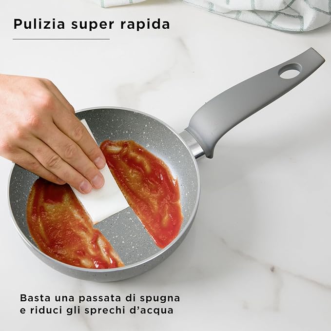 Traditional Hob Pots Set Non-Stick Pots Set Cookware Set Healthy Fast and Even Cooking. Made in Italy. (16 Pieces)