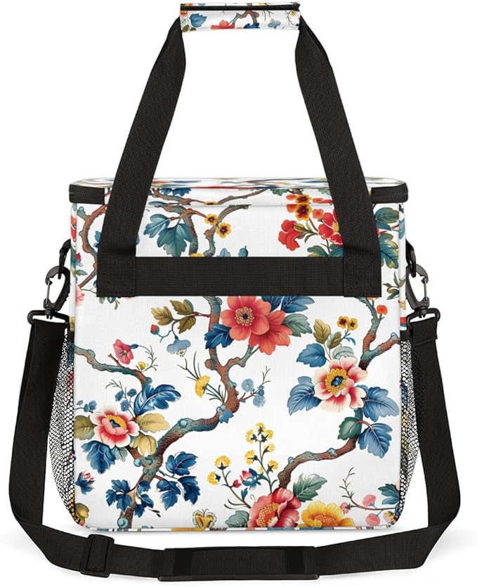 Blossoming Flower Coffee Maker Carrying Bag Portable Travel Storage Tote Bag Compatible with K-Mini or K-Mini Plus Single Serve Coffee Brewer Carrying Case with Multiple Pockets &amp Shoulder Strap