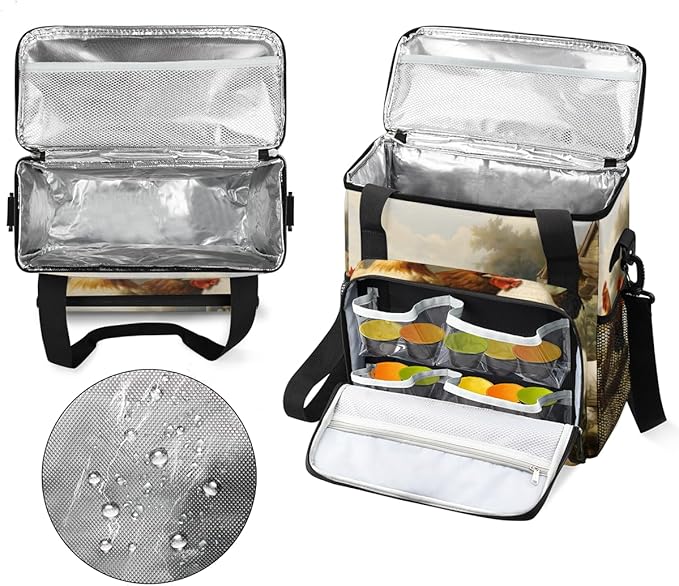 Cock Rooster Coffee Maker Carrying Bag Hen Portable Travel Storage Tote Bag Compatible with K-Mini or K-Mini Plus Single Serve Coffee Brewer Carrying Case with Multiple Pockets &amp Shoulder Strap