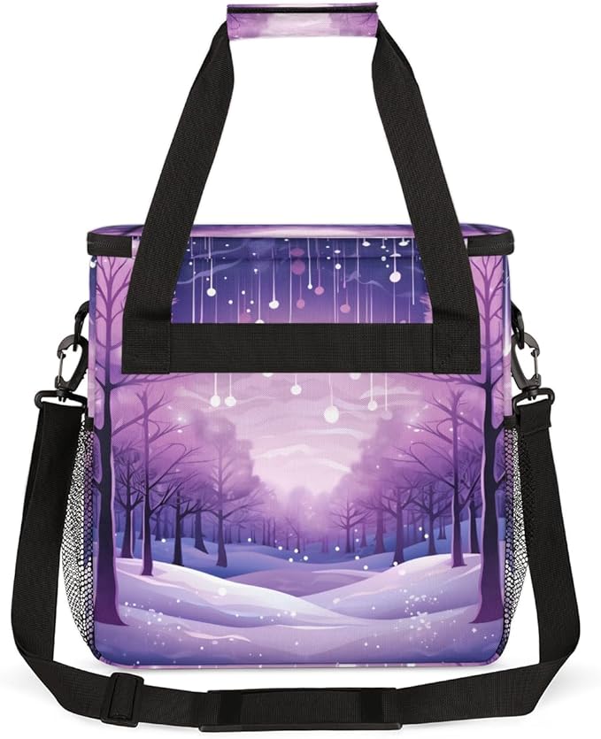 Xmas Tree Coffee Maker Carrying Bag Bright Tree Portable Travel Storage Tote Bag Compatible with K-Mini or K-Mini Plus Single Serve Coffee Brewer Carrying Case with Multiple Pockets &amp Shoulder S