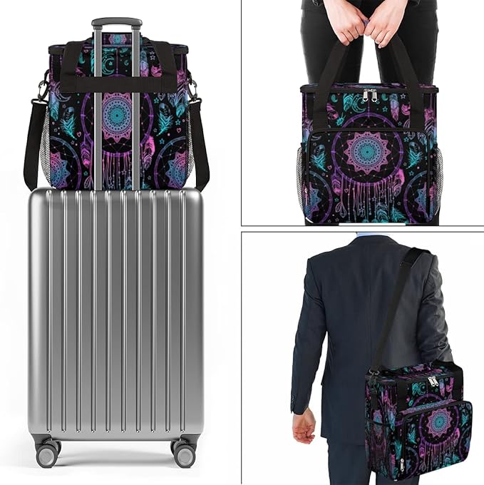 Dreamcatcher Mandala Coffee Maker Carrying Bag Coffee Machine Travel Storage Tote Bag Compatible with K-Mini or K-Mini Plus Portable Single Serve Coffee Brewer Case with Pockets for K-Cup Pods