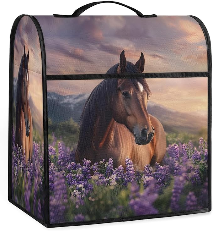 cfpolar Kitchen Aid Mixer Cover Compatible with 6-8 Quarts Animal Horse Purple Lavender Stand Mixer Cover Kitchen Aid Mixers Accessories Appliance Organizer Bag Dust Covers with Zipper Pocket