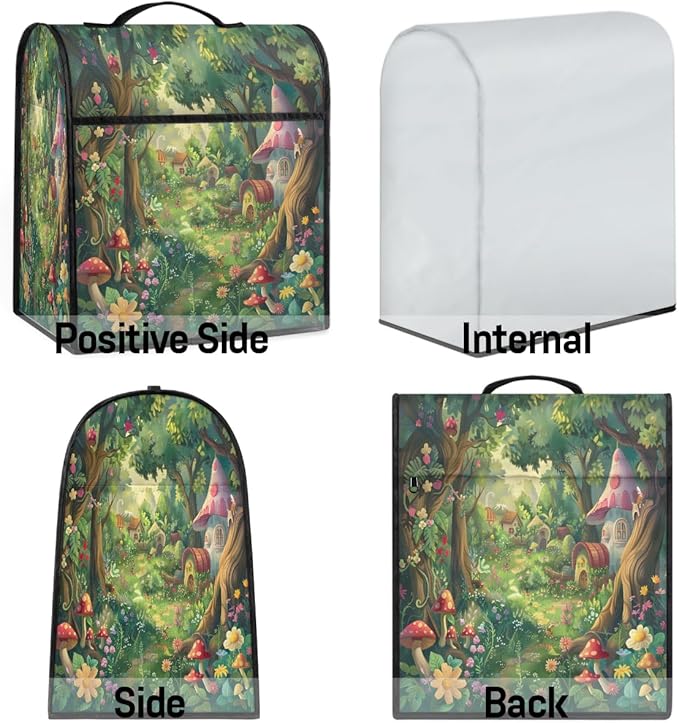 Kitchen Aid Mixer Cover Forest Castle Tree Stand Mixer Cover Compatible with 6-8 Quarts Stand Mixers Dust Covers with Zipper Pocket Foldable Washable Kitchen Aid Organizer Bag