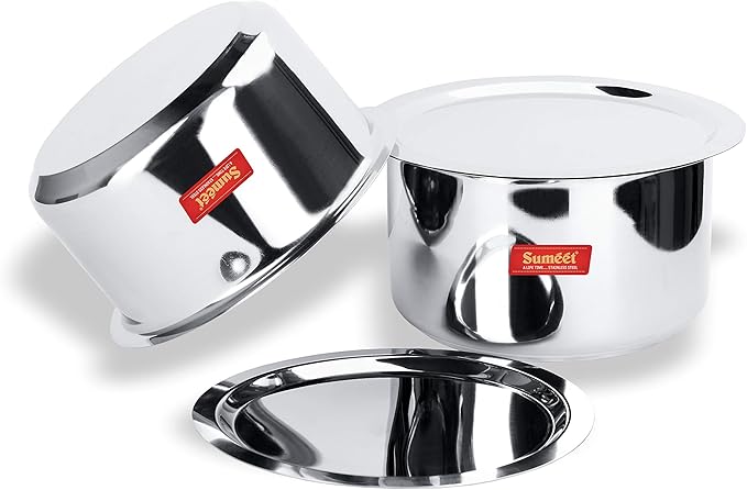 Sumeet Stainless Steel Cookware Set With Lid 5.2 LTR to 6.4 L 2 Piece (Steel)