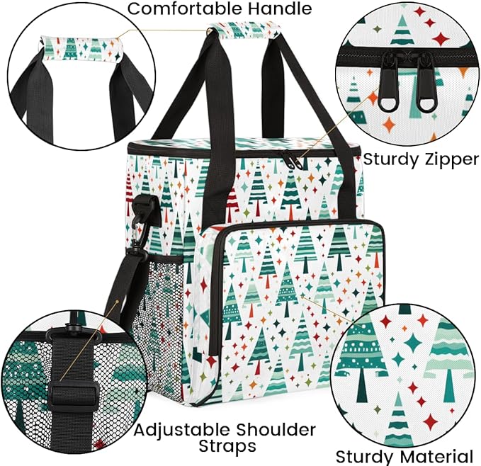 Xmas Tree Coffee Maker Carrying Bag Abstract Tree Travel Storage Bag Compatible with K-Mini or K-Mini Plus Single Serve Coffee Brewer Carrying Case with Multiple Pockets &amp Shoulder Strap