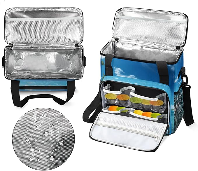 Summer Ocean Coffee Maker Travel Bag for Keurig K-Mini/K-Mini Plus Insulated Waterproof Tote with Pockets for K-Cup Portable Single-Serve Brewer Case