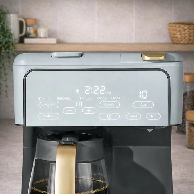 Multi Brew Coffee Maker with Single Serve and Carafe Brewing Options for Countertop Home Use (Hydrangea)