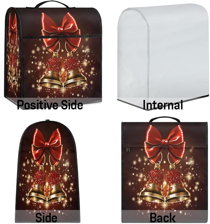 cfpolar Kitchen Aid Mixer Cover Compatible with 6-8 Quarts Christmas Red Bells Xmas Stand Mixer Cover Kitchen Aid Mixers Accessories Appliance Organizer Bag Dust Covers with Zipper Pocket