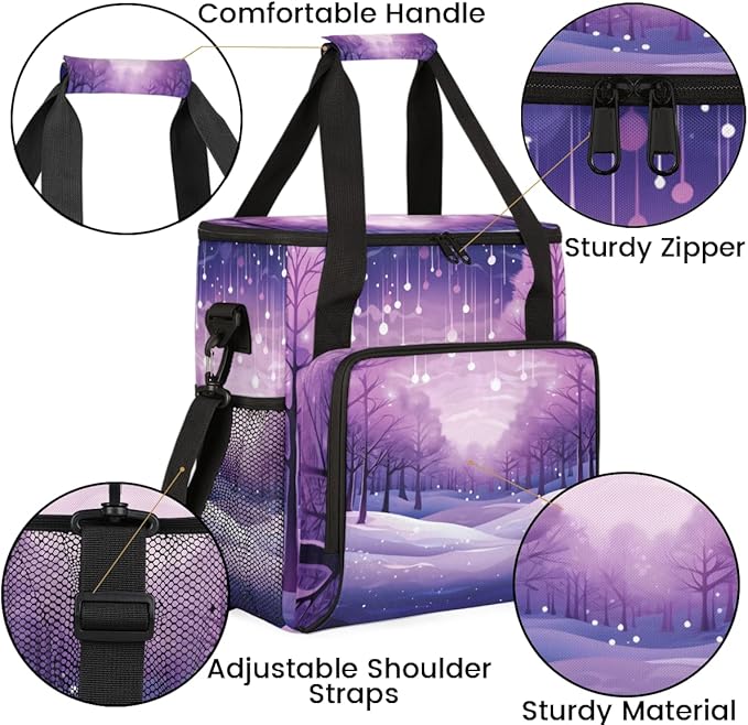 Xmas Tree Coffee Maker Carrying Bag Bright Tree Portable Travel Storage Tote Bag Compatible with K-Mini or K-Mini Plus Single Serve Coffee Brewer Carrying Case with Multiple Pockets &amp Shoulder S