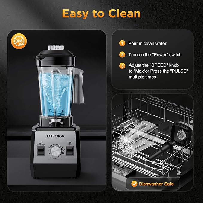 Blender Countertop Blenders for Kitchen with 64oz Pitcher Powerful 25000 PRM Blender for Smoothies Ice Crushing Frozen Fruits Milkshakes Pulse Function Self-Cleaning Dishwasher Safe