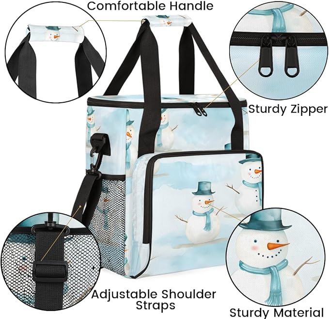 Xmas Snowman Coffee Maker Carrying Bag Fantastic Snowman Travel Storage Bag Compatible with K-Mini or K-Mini Plus Single Serve Coffee Brewer Carrying Case with Multiple Pockets &amp Shoulder Strap