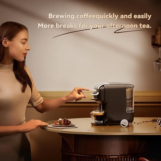 HIBREW H2B 5-in-1 Pod Coffee Maker - Compatible With 4 Coffee Capsule as Well as Espresso Powder Makes Iced Coffee Espresso Cappuccino Long Black. Hotel Kitchen Coffee Machine