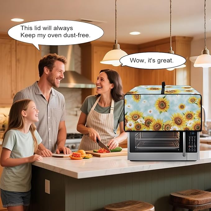 Doojoayie Small Appliance Covers Waterproof Toaster Oven Cover 6 Slice Kitchen Appliance Dust Protector 19.7x16x 10 Compatible with Toaster/Bread Machine Sunflower Print