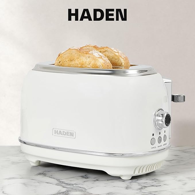 Haden 12 Cup Programmable Coffee Maker with Brew Strength Control and Heritage Stainless Steel Bread Toaster 2 Slice Wide Slot Ivory &amp Chrome