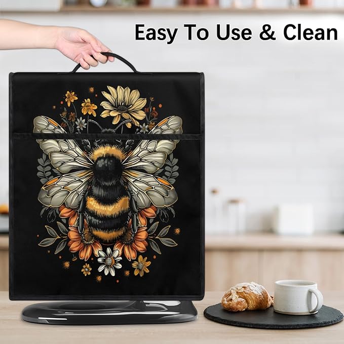 cfpolar Kitchen Aid Mixer Cover Compatible with 6-8 Quarts Vintage Bee Flower Stand Mixer Cover Kitchen Aid Mixers Accessories Appliance Organizer Bag Dust Covers with Zipper Pocket