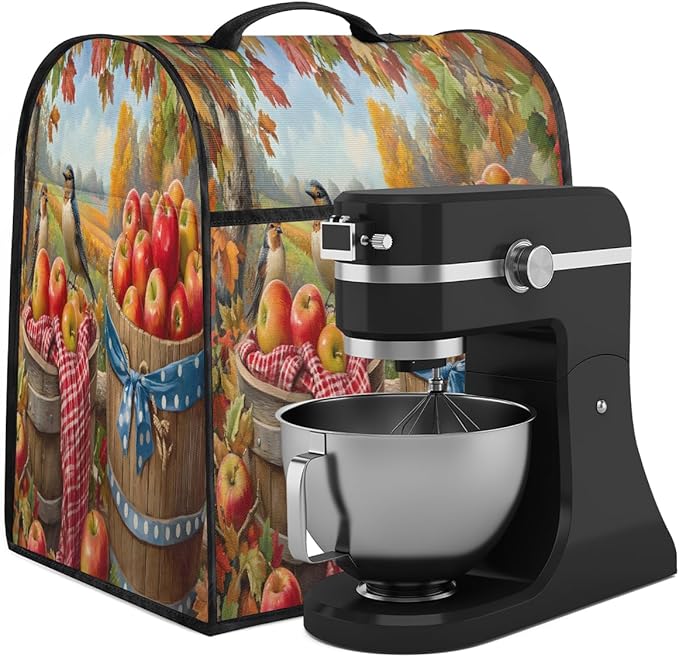 cfpolar Kitchen Aid Mixer Cover Compatible with 6-8 Quarts Autumn Apple Maple Leaves Bird Stand Mixer Cover Kitchen Aid Mixers Accessories Appliance Organizer Bag Dust Covers with Zipper Pocket
