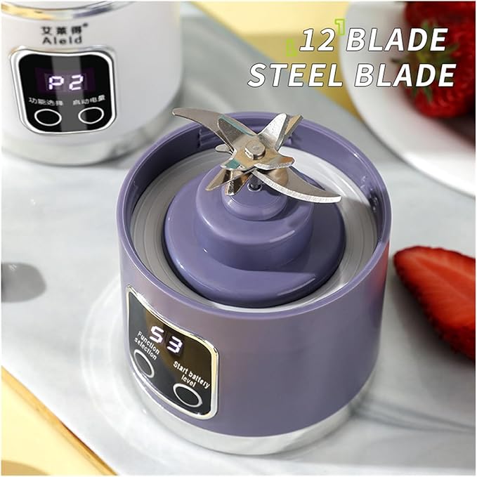 Portable USB Rechargeable Juicer Cup for Fresh Juice Mini Blender for Office Home Travel Smoothie Maker with Stainless Steel Blade(White)