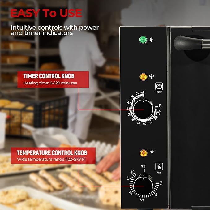 FOHERE Commercial Convection Oven - 50 Qt Large Capacity Electric Oven for Restaurant/Cafe/Food Industry Black